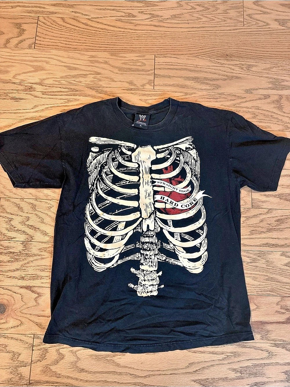 Vintage 2007 WWE CM Punk Straight Edge Hard Core Ribs T-Shirt Ribs Tee Size XL
